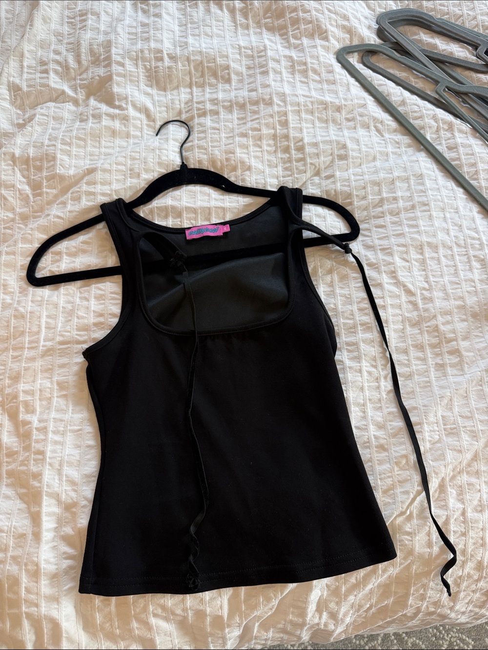 Edikted Black Mesh Yoke Tank Top